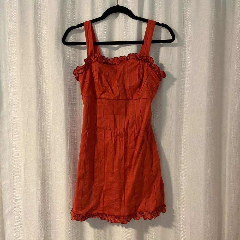 LA Hearts Burnt Orange Frill Mini Dress